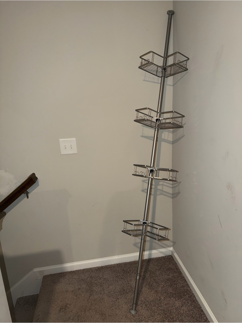 Metal Tension Corner Shower Caddy Pole - Brushed Nickel